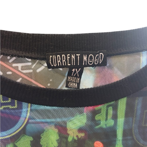 Current Mood Neon Graphic Mesh Top - Picture 2 of 4